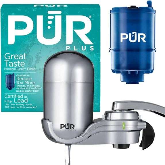 PUR Plus Vertical Faucet Mount Water Filtration System, Lead-Reducing ...