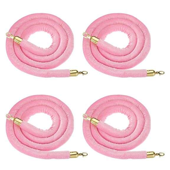 Pink Rope Net PATIKIL 4 Pack Pink Velvet Stanchion Rope, 8 Ft Crowd Control Ropes ...