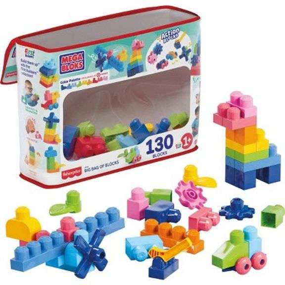 Mega Blocks Container MEGA BLOKS First Builders Big Bag of Blocks Toy Blocks with Storage Bag ...