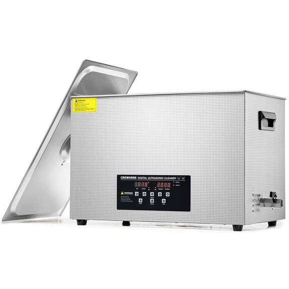 CREWORKS 30L Titanium Steel Ultrasonic Cleaner – 600W/1200W Heated – JX-100T – Glasses/Industrial