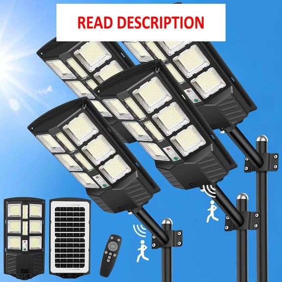 4 Pack Solar Street Light Outdoor Waterproof, 924 LED Beads Wide Angle ...