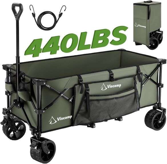48'L Wagons Carts Foldable, Beach Wagon 440Lbs Collapsible Wagon Heavy ...