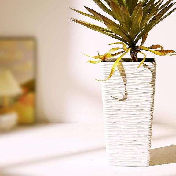 Worth Garden 22" Tall Planters Set of 2 - Plastic White Square Plant Pots -