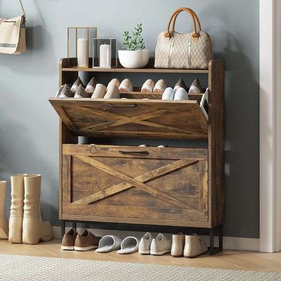 Shoe Cabinet Shoe Rack Storage Organizer with Draw - Matthews Auctioneers