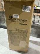Worth Garden 22" Tall Planters Set of 2 - Plastic White Square Plant Pots -