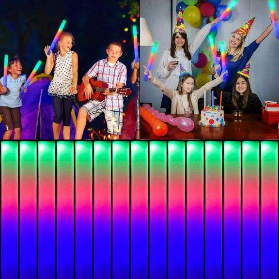 lifemoran 100 PCS Foam Glow Sticks, Fun Colorful Flashing, LED Light-up ...