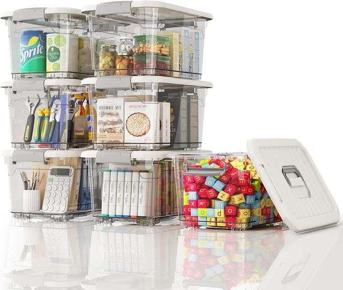 ORGIDOL 7 Pack 6 Quart Clear Plastic Storage Bins with Latching Lids ...