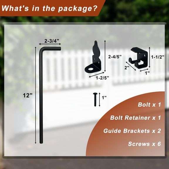 KUPAO 12" Cane Bolt Gate Drop Rod, Heavy Duty Gate Latch for Wooden Fence,