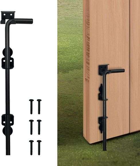 KUPAO 12" Cane Bolt Gate Drop Rod, Heavy Duty Gate Latch for Wooden Fence,