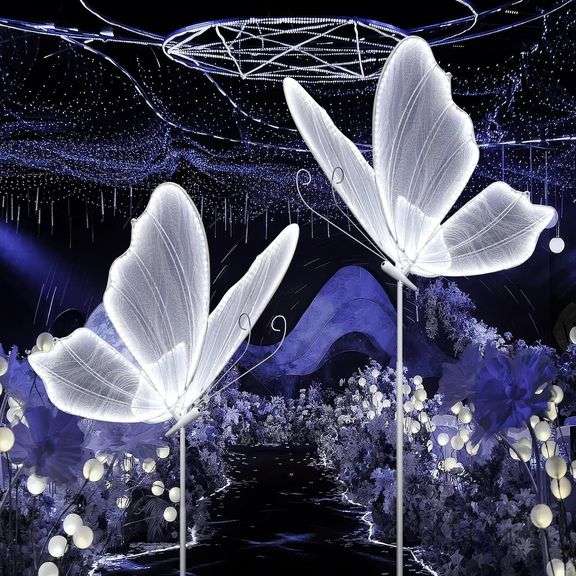 Wedding Butterfly Floor Lamps - Adjustable LED Butterfly Decor For Parties & Events (2 Pack)