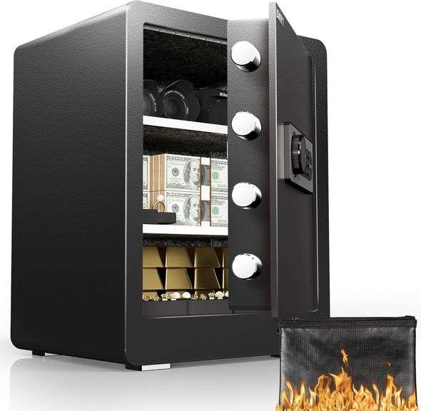 Safe Box, 1.8 Cubic Feet Home Safe with Fireproof Waterproof Bag ...