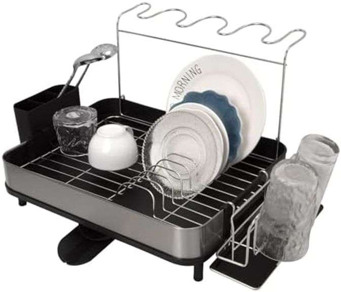 Stainless Steel Dish Rack with Drainage System, Removable Drip Tray ...