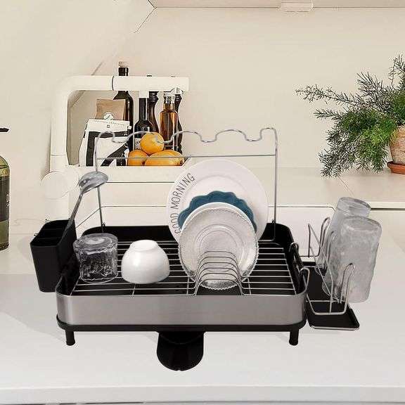 Stainless Steel Dish Rack with Drainage System, Removable Drip Tray ...