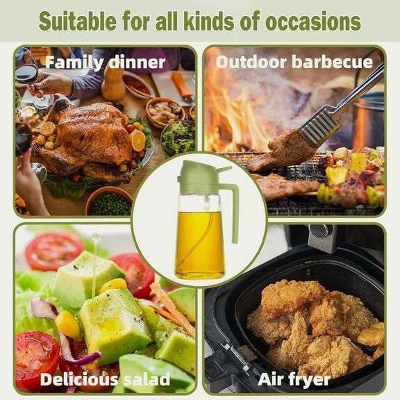 OSFRIAGE 470 ml Oil Sprayer for Cooking, 2 in 1 Oil Spray and Oil Container,Food-grade 2-in-1 Glass Oil Sprayer and Dispenser for Cooking, Kitchen,Air