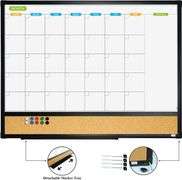 JILoffice Magnetic Calendar Whiteboard & Bulletin Corkboard Combination, Co
