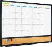 JILoffice Magnetic Calendar Whiteboard & Bulletin Corkboard Combination, Co