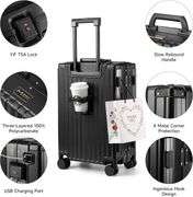 Hard Shell Carry On Luggage 22x14x9, Black