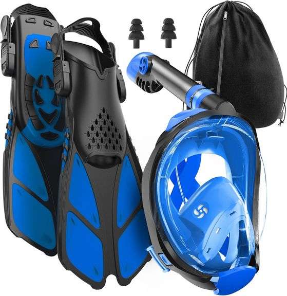 COZIA DESIGN Snorkeling Gear for Adults with Fins - Full Face Snorkel ...