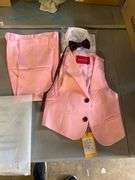 Marvelous Kids Formal Slim Fit Suit Set, Vest, Pants, Dress Shirt, Tie, Pocket Square, and Bow Tie size 4 color pink