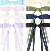 (6)Ehaler Satin Hair Accessories - 8 PCS Double Black & White Ribbon Ponytail Holders, Metal Clips for Women, Girls, Toddlers, Teens, Kids
