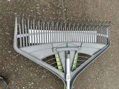 Double Handed Rake 26 in. Poly Double Tine Leaf Rake with Detachable Hand Rake - Matthews ...