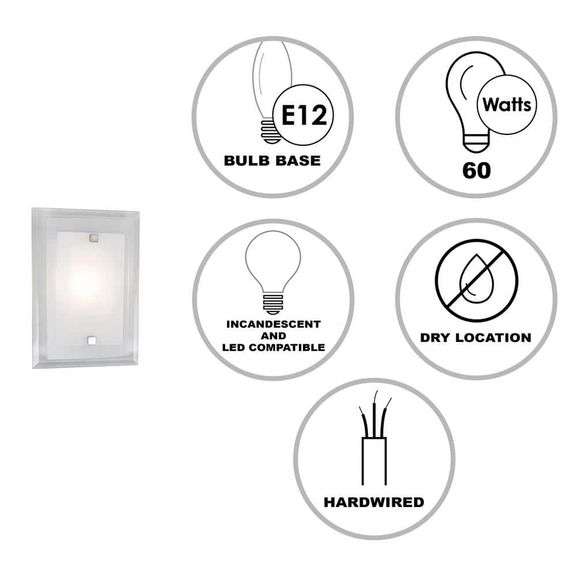 Norfolk 1-Light Polished Chrome Indoor Wall Sconce Light Fixture with Frosted Glass Shade