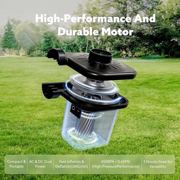 SLOOSH Electric Air Pump for Inflatables, Quick-Fill Inflator Deflator with 3 Nozzles, Portable Air Mattress Pump for Beds, Pool Floats, Swimming Ring