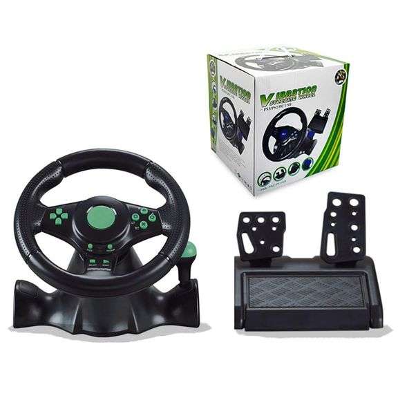 MIWAN TRIBE Racing Steering Wheel with Pedals and Shifters, Vibration ...