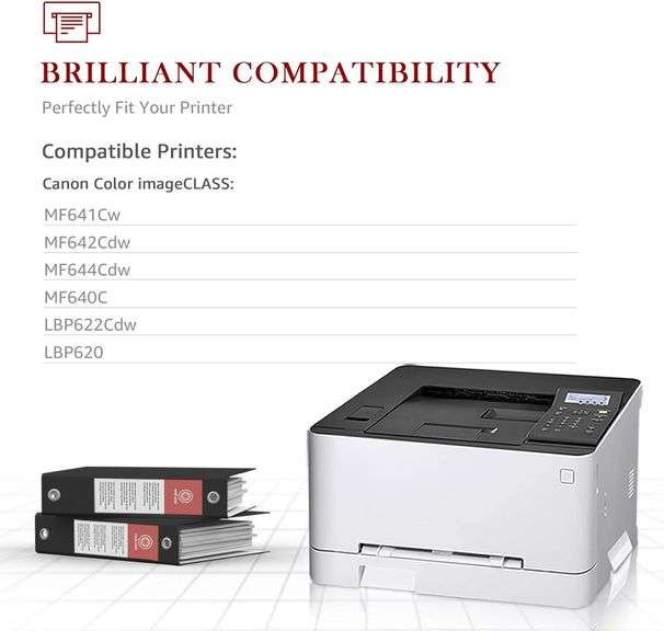 Lot de 4 cartouches de toner 054 à haut rendement, BK/C/M/Y) compatibles avec imprimante Canon 054 imageCLASS MF640C MF641Cw MF642Cdw MF644Cdw MF644Cdw LBP622Cdw