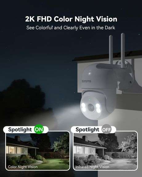 blurams 2K Security Camera Outdoor, 360 PTZ Cameras for Home Security Outside with Motion Detection Tracking, Color Night Vision, Two-Way Audio, IP66