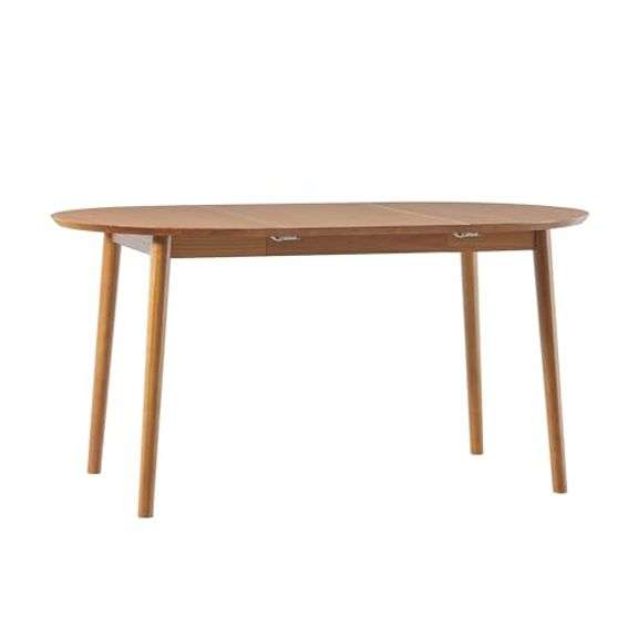 Threshold Astrid Mid-Century Modern Solid Wood Oval Extension Dining Table with Hairpin Legs and Removable Leaf(60-72in), Caramel