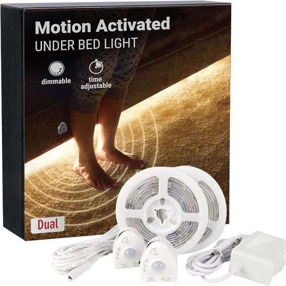 illumiForce Under Bed Lights Motion Sensor, Motion Activated Bed Lighting,12V Power Adapter, Dimmable LED Strip Night Light for Bedroom,Stairs,Crib,Ca