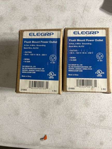 (2) 50 Amp 125/250V, NEMA 14-50R Flush Mount Power Outlet, Single Straight Blade Range and Dryer Outlet Grounding, Black