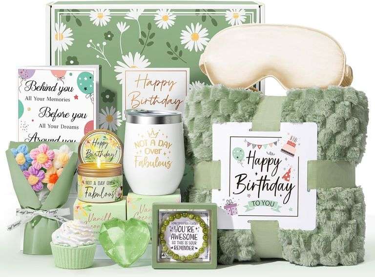 Birthday Gifts for Women Friendship, Unique Happy Birthday Gifts Basket for Mom Her Best Friend Sister Wife Girlfriend Coworker, Luxury Self Care Box