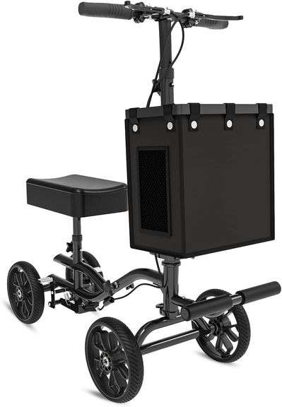 Lightweight Knee Scooter,Foldable & Adjustable Knee Scooter for Adults for Foot Surgery,Steerable Knee Walker with Detachable Basket,Includes DIY Stic