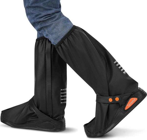 Turvertun Waterproof Rain Shoe Covers for Men and Women, Upgraded Non-Slip Rain Boot Covers with Reflector, Reusable Snow Shoe Covers for Traveling an