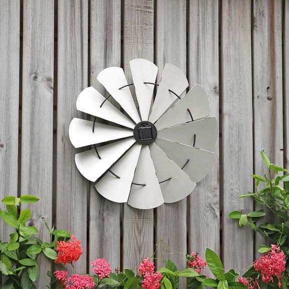 Style Selections Windmill Off-white 17.38-in H x 17.38-in W Novelty Metal Hand-painted 3D Art