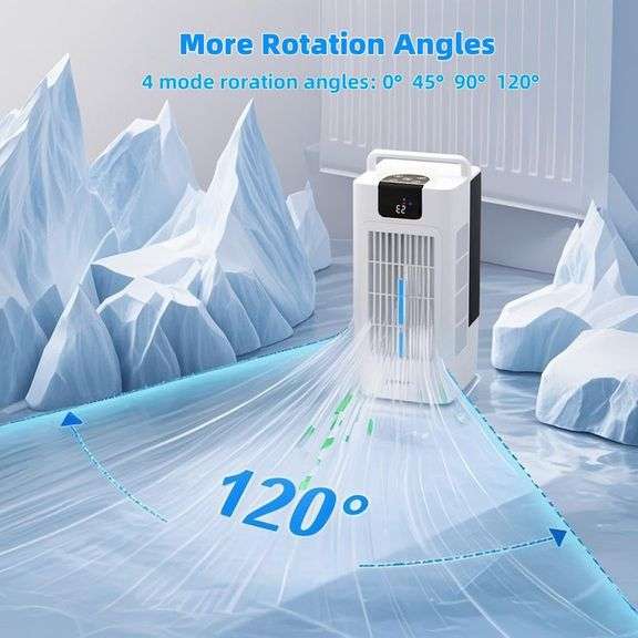 TOHwTOH Portable Air Conditioner, 4 Speeds Evaporative Air Cooler Fan with 120 Oscillation, 2000ml Water Tank, Remote Control & 8H Timer, 12 Modes, Hu