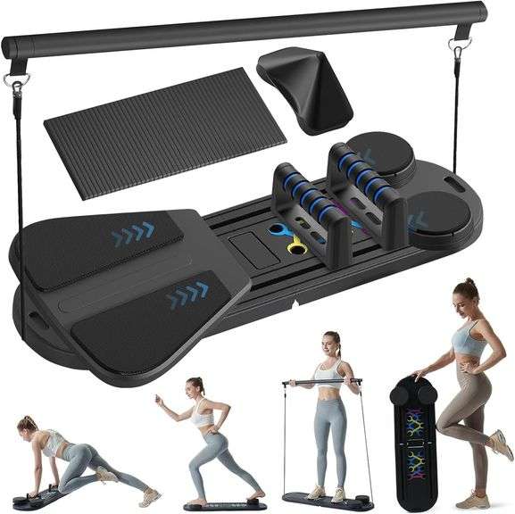 RICAN Foldable Pilates Board, Pilates Reformer Set, 15-in-1 Multifunctional Abdominal Board, Adjustable Push-Up Handles, Full Body Workout Equipment - 12