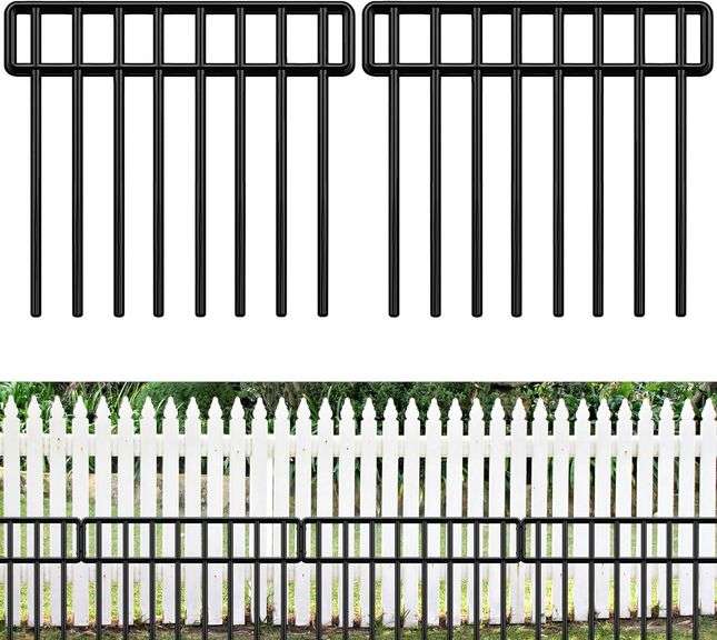 HIHADUUM 20Ft(L) X 13Inch(H) Animal Barrier Fence, 14 Pack Garden Fence, Metal Garden Edging Fence Border, No Dig Fencing for Dog Rabbits Ground Stake