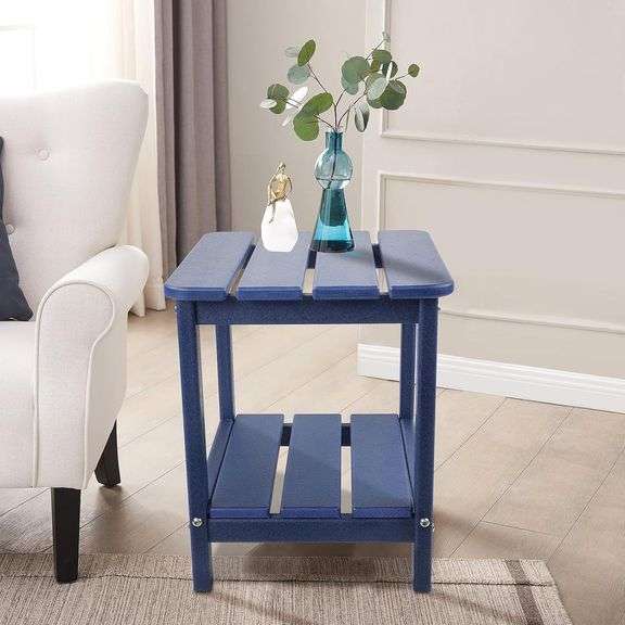 realife Outdoor Adirondack Side Table, Rectangular End Table for Patio, Garden, Porch and Indoor, Navy Blue