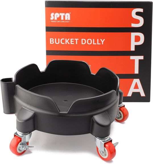 SPTA Bucket Dolly with 5 Wheels, Car Wash Bucket Roller, Easy Push Rolling Barrel Dolly System for Washing, Waxing, Removable Bucket Mover, Polishing