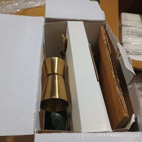 4pc Stainless Steel Barware Set with Marble Stand Green - Threshold