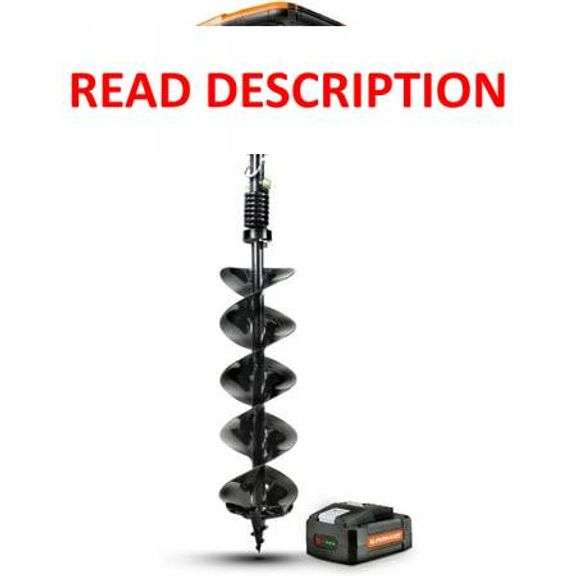 SuperHandy Electric Earth Auger and Drill Bit (Upgraded Design) - 48V 2Ah Battery System, 6" x 30" Drill Bit, 3/4" Shaft