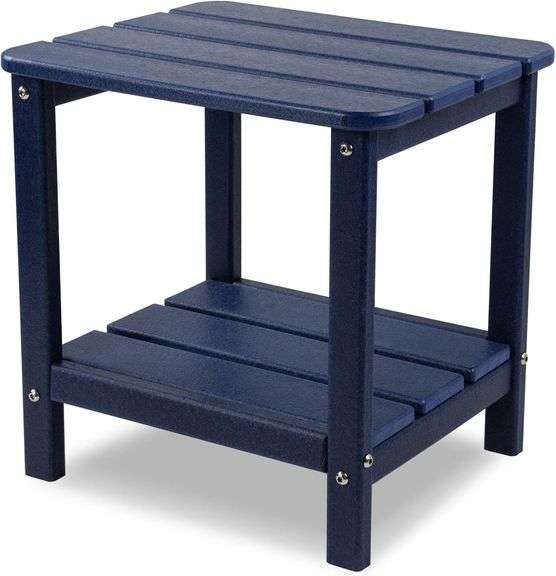 realife Outdoor Adirondack Side Table, Rectangular End Table for Patio, Garden, Porch and Indoor, Navy Blue