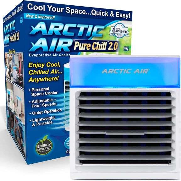 Arctic Air Pure Chill 2.0 Cooler - Quiet, Portable, Hydro-Chill for Bedroom & Office