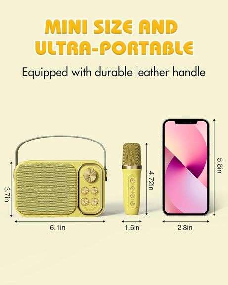 Mini Karaoke Machine for Kids Adults, Portable Bluetooth Speaker with 2 Wireless Microphones, Kids Karaoke Machine for Girls Boys, Toys Birthday Gifts