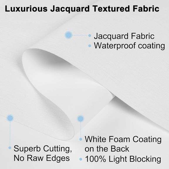 Sulugood,Blackout Roller Shades for Windows,Free-Stop Cordless Roller Blinds,Striped Jacquard Window Shades for Bedroom,Thermal Insulated Fabric White