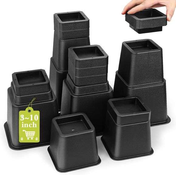 16 PCS Bed Risers 8, 5 or 3 Inch Heavy Duty, Adjustable Furniture ...