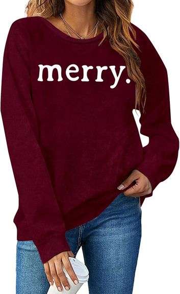 Merry Christmas Sweatshirt For Women – Holiday Long Sleeve Pullover With Plaid & Tree Graphic, Cozy Winter Top